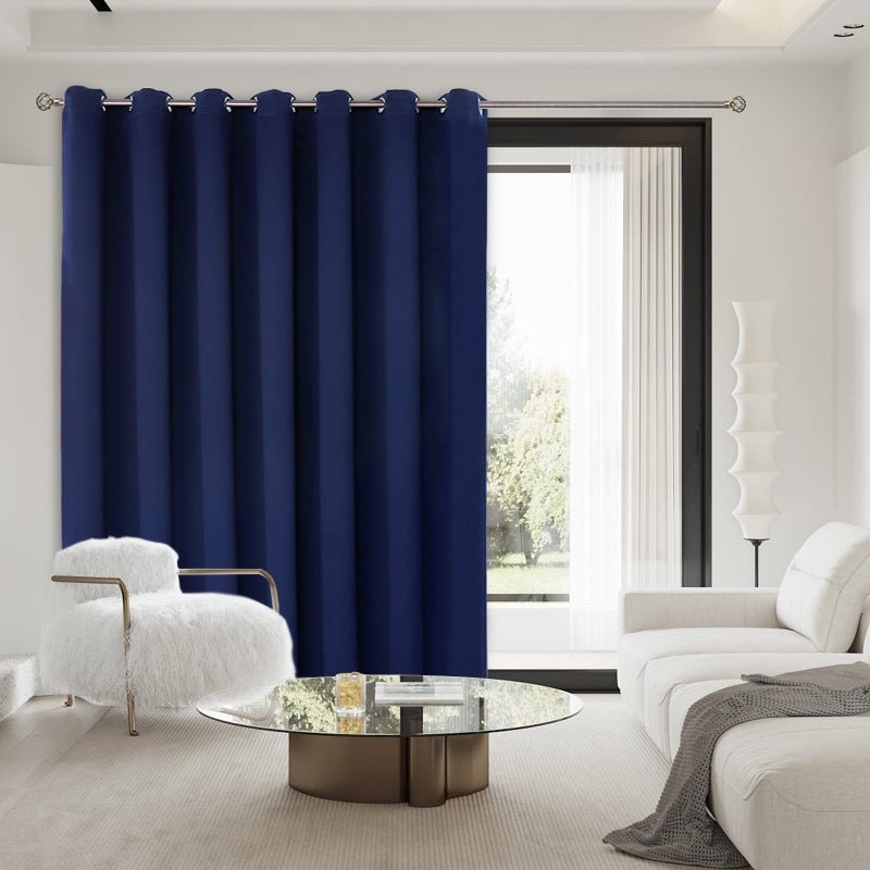 BGment Room Darkening Curtain for Sliding Door, Wide Blackout Room Divider Curtain for Living Room 96 Inch Length, Thermal Privacy Soundproof Window Drape 1 Panel, Navy, 120 Wide - Image 2